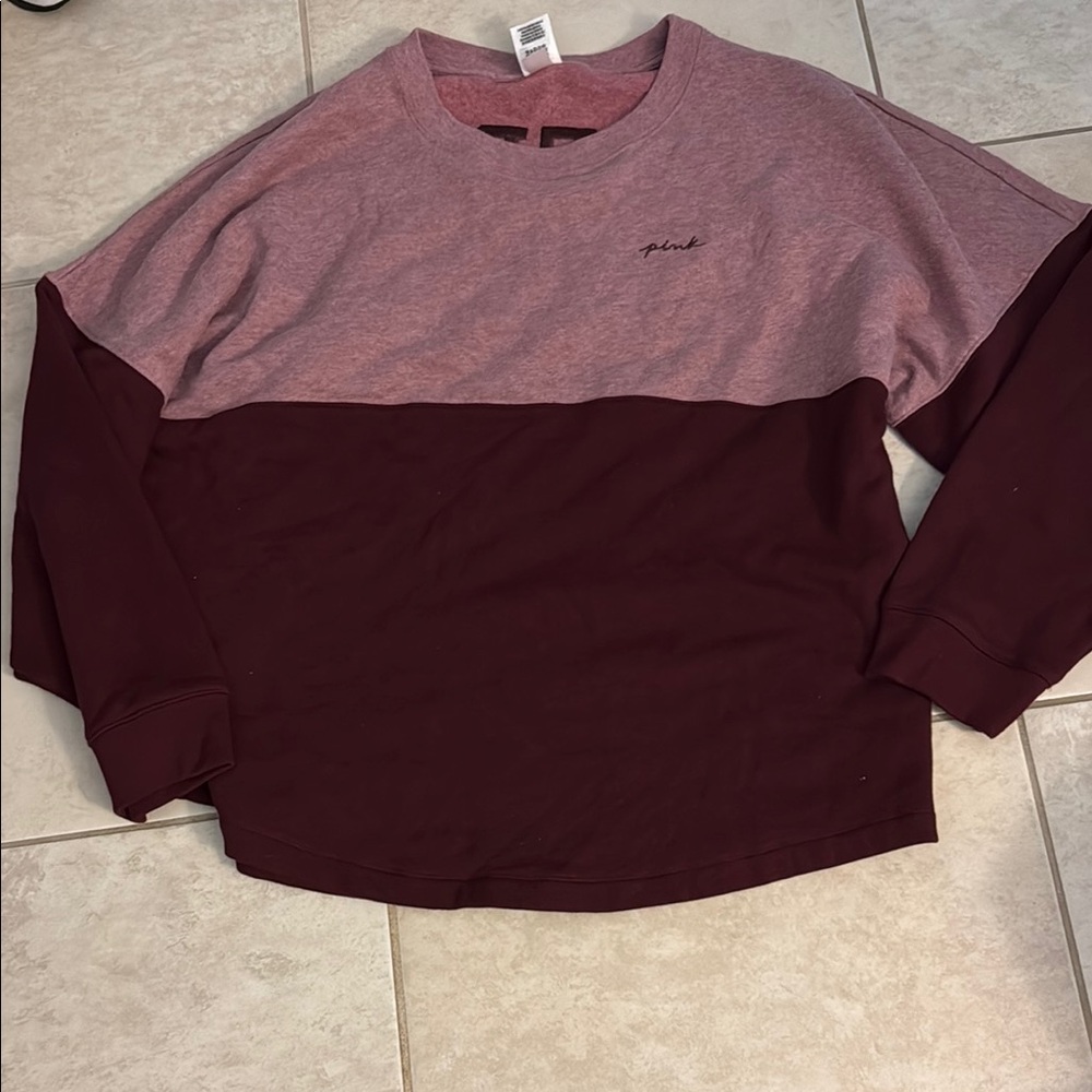 Pink and Burgundy Pullover Sweatshirt